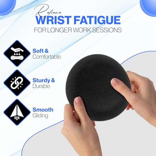 Comfy Glide Palm/Wrist Rest - Smooth Gliding Left and Right-Hand Ergonomic Memory Foam Wrist Support for Mouse or Keyboard - Anti-Fatigue - Stress and Pain Relief for Carpal Tunnel - Jet Black