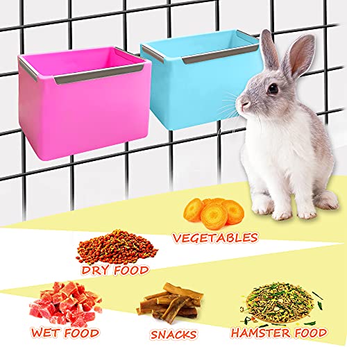Food and Water Bowl for Hamster/Rabbit/Chinchilla/Guinea Pig Other Small Pets,Rabbit Guinea Pig Hay Feeder,Made from Non-Toxic, BPA Free Plastic and Minimizing Waste and Mess