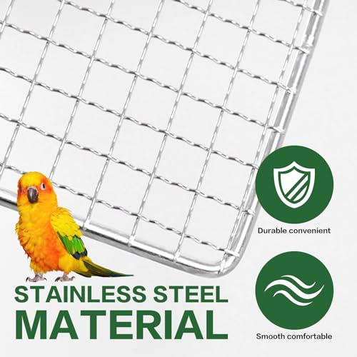Bird Perch Platform Stainless Steel,Bird Swing Perch with Bell,Bird Swing for Parakeets,Interactive Rocking Parakeet Toy, for Cockatiel, Conure, Budgie(7.8"x5.9"Stainless Steel)