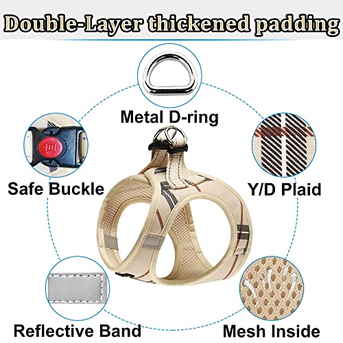 Dog Harness Step-in Breathable Puppy Cat Dog Vest Harnesses for Small Medium Dogs - color: Beige, size: Medium (Chest 13.5''-16.5'', Weight 10-15 lb)
