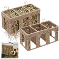 Sliner 2 Pcs Natural Seagrass Guinea Pig Hay Feeder, Five Arch Rabbit Hay Rack Holder with Metal Hanging Hook, Less Waste for Bunny Chinchillas, Small Animal Cage Accessories, Pet Gifts