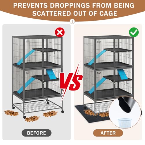 Drydiet 56" x 42" Ferret Playpen Mat, Under Pet Cage Liner, Absorbent/Waterproof Felt Pad for Ferret Cages, Bird Cage Reptile Aquariums, Dog Kennels, with Non-Slip Backing for Hard Floors