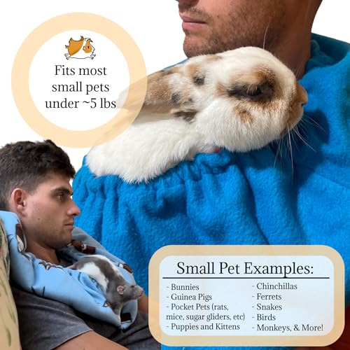 Bonding Scarf for Small Pets | Perfect for Guinea Pigs, Rats, Chinchillas, Hedgehogs, Ferrets, Puppies, Kittens, & More! (Blue Mixed Prints) - color: Blue