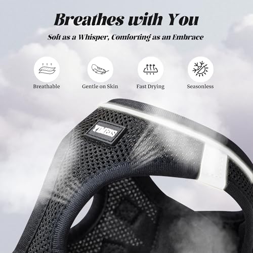 No Pull Dog Puppy Harness and Leash Set Reflective Mesh Vest Medium - color: Black-Update, size: Medium (Pack of 1)
