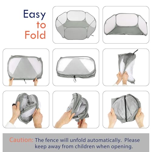 Pawaboo Small Animals Playpen, Gray | Waterproof Small Pet Cage Tent, Strong Steel Wire Frame, Portable Outdoor - color: Gray