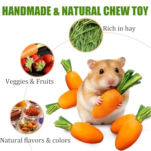 Hamiledyi Hamster Chew Toys Rabbit Chew Toys for Teeth Guinea Pig Treats Enrichment Habitat Decor for Bunny Chinchilla Gerbil Rat (13 Pcs) - size: 13 Pcs