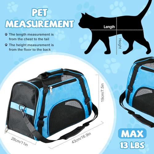 4 Pcs Cat Carrier Soft-Sided Pet Carrying Bag for Cat Under 13 Lbs, 16.9 x 11x 7.5 Inch, Portable Foldable Comfortable Bag for Small Pet Travel(Rose Red, Blue) - color: Rose Red, Blue