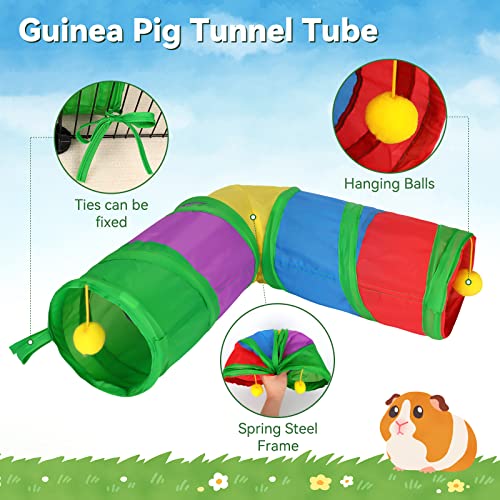 Rypet Guinea Pig Tunnels and Tubes 2-Way L-Type Collapsible for Small Pets | 2 Configurations for Exploration, Interactive Ball Engages Pets, Foldable & Portable, Cozy Hideout for Rabbits Hedgehogs - color: Colorful