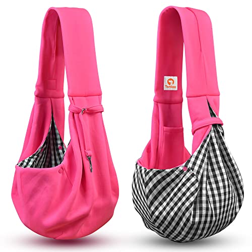 Tomkas Dog Cat Carrier Sling Classic Pocket & Classic Strap(M,Rose red) - color: Rose Red