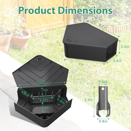 Anblak 4 Pack Rat Station Box with Keys, Rodent Station Keeps Rats Away, Keeps Children and Pets Safe, Key Unlocking, Reusable & Long-Lasting, Indoor & Outdoor - size: 4
