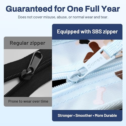 SUNEE Zippered Binder Bag with Handle, 2-Inch 3-Ring O-Ring, 500-Sheet Capacity, Includes Zip Pocket, 5-Tab Expanding File Folder, Multi-Pocket Organizer Binder for Middle School, Blue Dog - color: Blue Dog