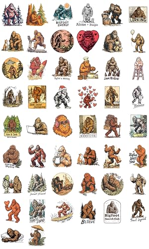 100 PCS Bigfoot Stickers Pack – Waterproof Bigfoot Decals for Water Bottles, Laptops, Phones, Notebook, Cars – Cool Vibrant Graphics for Bigfoot Enthusiast - color: Bigfoot