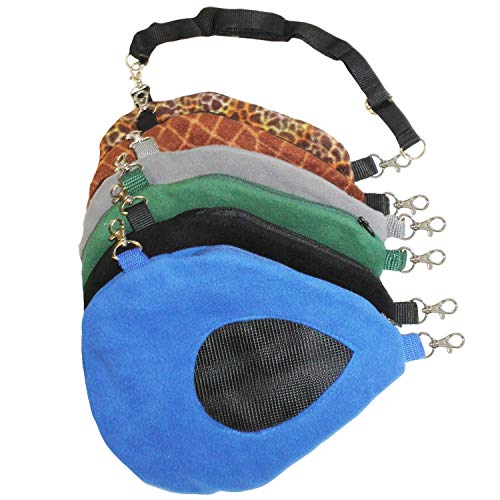 Teardrop Carry Pouch (Blue) - Small Animal Fleece Bonding Pouch - for Sugar Gliders, Hamsters, Gerbils, Mice, Degus & Other Small Pets - color: Blue