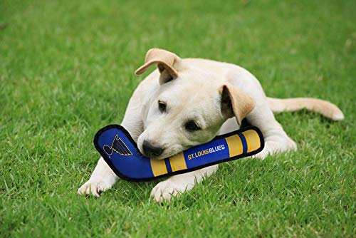 Pets First Dog Toy Tough Nylon with Inner Squeaker Licensed by NHL St. Louis Blues Hockey Stick Toy for Dogs & Cats. Play Hockey with Your Pet with This Licensed Dog Tough Toy - color: St. Louis Blues, style: NHL Dog Tug Toy