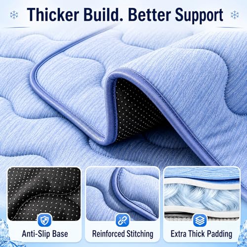 2 Pack Dog Cooling Mats 25" x 19", Q-Max 0.5+ Arc-Chill Fiber Self-Cooling Pet Pads, Thick Durable Cool Touch Crate Mats for Small Dogs, Cats & Puppies, Non-Slip Washable, Gel-Free Pet-Friendly Design - size: 25" x 19" - 2 Pack/ Cats & Puppies