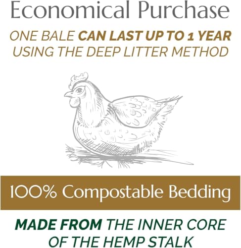 French Hemp Bedding 44lb — Chicken Coop & Horse Stall Bedding | Ultra Low Dust Odor Control Deep Litter Ready | Premium Hemp Shavings for Chickens Horses Rabbits & Small Animals (Pack of 2) - size: Pack of 2