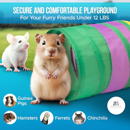Tunnels with 3-Way Entrance - Cozy, Washable Guinea Pig Hideout - Interactive Cage Toys (Multicolor) - color: Multicolor