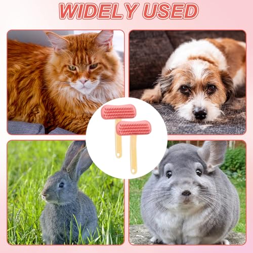 2Pcs Rabbit Brush Soft Bunny Grooming, Soft Silicone Small Animal Massage Comb, Practical Brush Bunny Grooming Kit Supplies Suitable for Cats Puppies & Other Pets - color: 2pc/pink