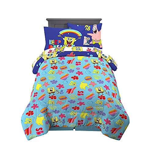 Franco Kids Bedding Super Soft Comforter and Sheet Set with Sham, 5 Piece Twin Size, Spongebob Squarepants - color: Spongebob Squarepants, size: 5 Piece Twin Size