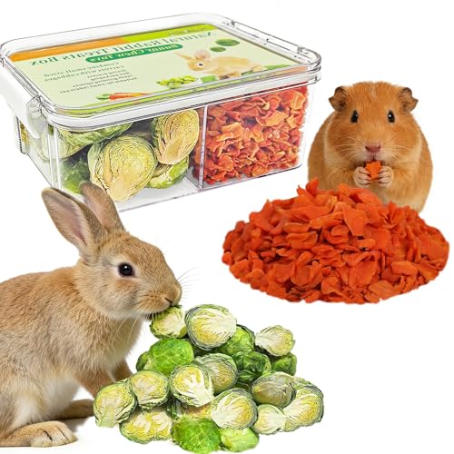 Hamiledyi Rabbits Chew Treats Dried Brussels Sprouts & Carrots for Guinea Pigs Chinchillas Hamsters Bunny Natural Small Animal Chew Toys for Teeth Grinding Foraging Treats (13.8OZ) - style: Style B
