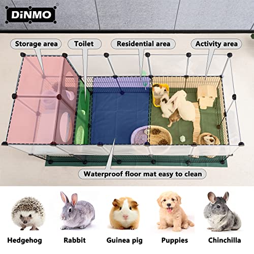 DINMO 36 Panels Small Animal Playpen with Oxford Mat & Game Holes, 60.2 x 24.8 x 24.8 inches, Kitten Enclosure, Rabbit Cage, Bunny Play Pen, Iron Mesh & Plastic Combination, Visualization, DIY - style: Plastic and Metal Mesh Design