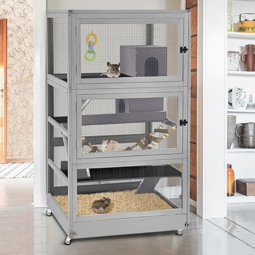 GUTINNEEN Large Ferret Cage Rat Cage 4 Levels Small Animal Cage for Chinchilla, Hedgehogs, Squirrel, Chameleon, Lizard, Gerbils Anti-Chewing - size: 36.0"L x 25.0"W x 63.2"H