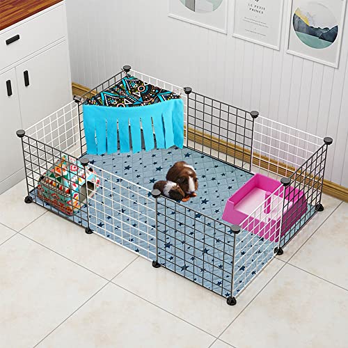 RIOUSSI Guinea Pig Hideout Hideaway Corner Fleece Toys Cage Accessories | Reversible Sides | Soft Fleece Fabric | Come with Hooks | Guinea Pig Hammock for Small Animals | Blue+Blue, Triangle - color: Blue+Blue