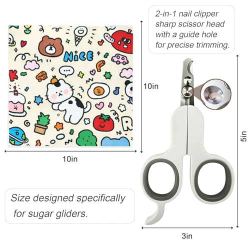 Sugar Glider Grooming Wrap with Nail Clipper, Small Pet Restraint Bag for Safe Nail Trimming & Stress-Free Care,for Sugar Glider, Hamster,Guinea Pigs,Squirrel,Bearded Dragon