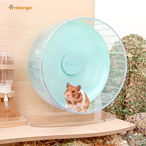 Niteangel Super-Silent Hamster Exercise Wheels: Quiet 11 inch Running Wheel | Can 11.6-15.4" Adjustable Height - No Bend Back Spinner Running for Dwarf Syrian Hamster Gerbils Mice Or Other Small Animal - color: Mint Green, size: Large