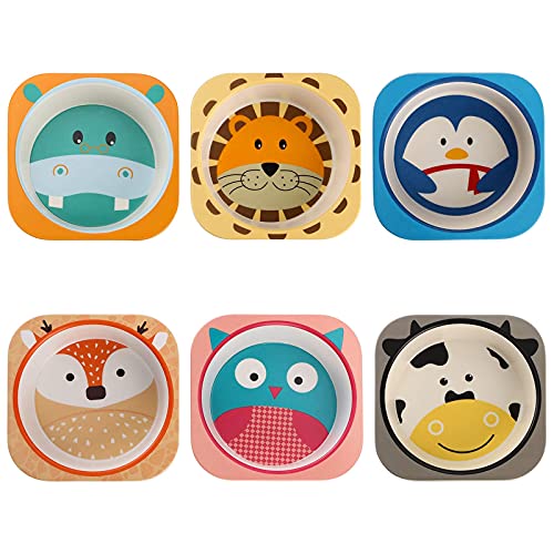 6 Pack 10 Oz Small Bowls, Durable Cartoon Bowls for Children, BPA Free Cute Snack Bowl, Square Dinner Tableware for Serving Soup, Cereal, Pasta, Ice Cream, Dishwasher Safe