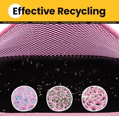 Cat Litter Mat, Upgrade Super Waterproof Back Layer Litter Box Mat, Non Slip, Durable, Soft on Paws Kitty Trapping Matt (24"x18", Pink) - color: Pink