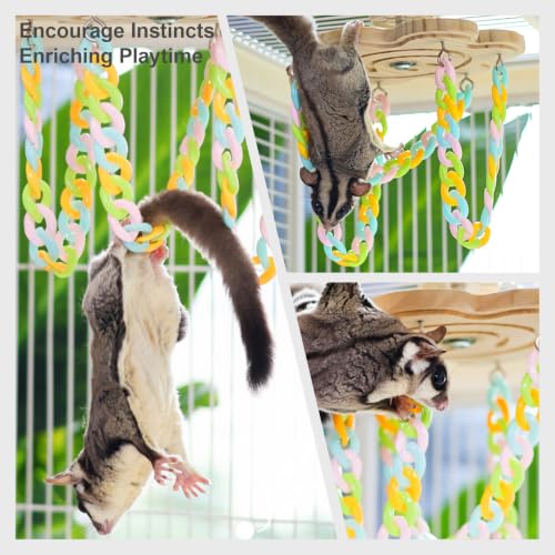 Sugar Glider Climbing Toys Haning Swing Sugar Glider Cage Accessories | Natural Wood Climbing Toys Sugar Glider Accessories Rat Enrichment Toys for Small Animals Rat and Birds (Hanging Style A) - style: Hanging Style A