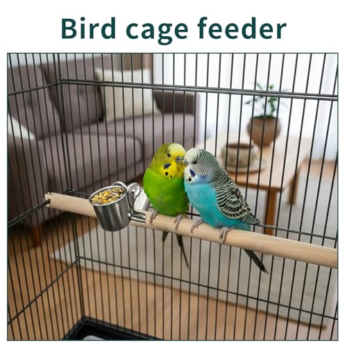 TBWHL Parrot Feeding Cups Hanging Pet Animal Stainless Steel Birdcage Bowls Bird Bowls for Cage Parakeet Birds Cage Accessories Suitable Small and Medium Bird S