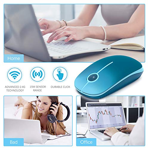 VssoPlor Wireless Mouse, 2.4G Slim Computer Laptop Mouse, Gradient Blue | Portable Mouse, Plug & Play USB Nano Receiver, Quiet Silent Optical Mice for Notebook, PC, Laptop, Computer, Windows, Mac - color: Gradient Blue