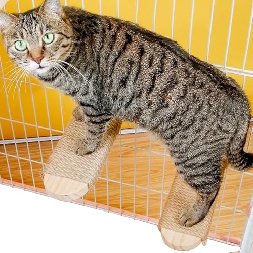 Cat Climbing Steps Scratching Tree - 2pcs Scratching Steps Sisal Hemp Cage Shelf Ladder Pets Perch Furniture Inside The cage with Install Screws (L) - size: L