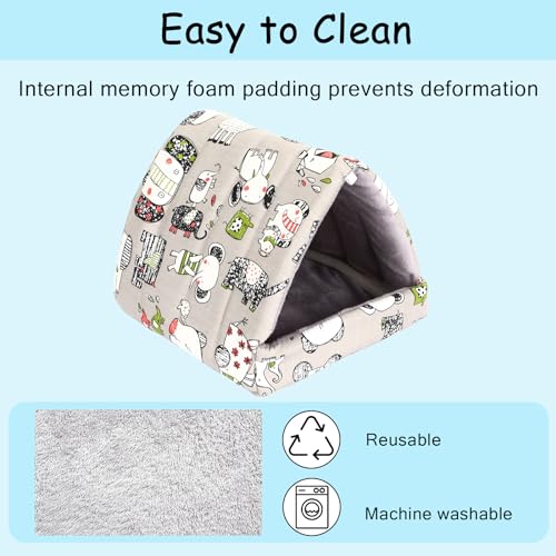 UPINS 2 Pack 9.8 inches Guinea Pig Bed, Guinea Pig Hideout Washable Small Animal House Cage Accessories for Dwarf Rabbits Chinchillas Hamsters Hedgehogs Ferrets Bearded Dragons and Rats - color: Blue Gray, size: 9.84 x 9.84 inch