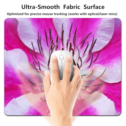Pink and White Clematis Flower Mouse Pad, Delicate Floral Desk Mat | 9.5"x 7.9", Vibrant Nature Flowers Close-Up Art, Cute Smooth & Anti-Slip Mousepad - color: Colorful Design Wknoon-Art 34