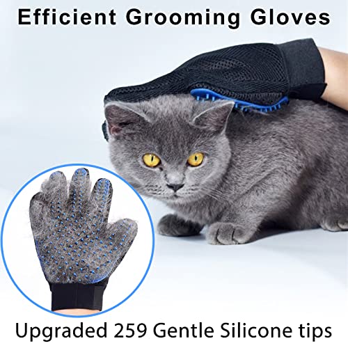Cat Grooming Glove Brush, Pet Hair Remover Tool, 1 Pair Reusable Dog Hair Fur Remover for Carpet, Furniture, Couch, Clothes, Eco-Friendly and High efficiency (Blue) | Reusable Dog Hair Fur Remover for Carpet, Furniture, Couch, Clothes, Eco-Friendly and Hi