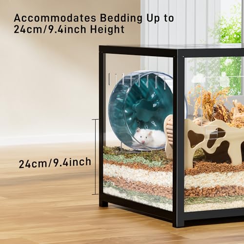 BUCATSTATE Hamster Cage 2.0, Large Hamster Enclosure (39in, Black) | Stackable 5.4 ft² Large Habitats with Deep Beddiing Base, Sturdy Aluminum Frame, Front and Top Access, Easy Assemble - color: Black, size: 39.3"L x 19.7"W x 20.6"H