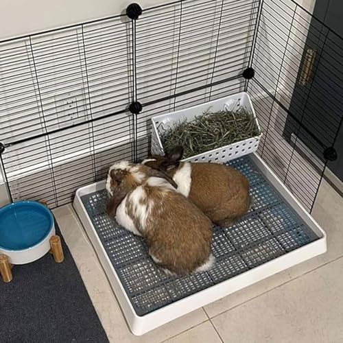 Rabbit Litter Box with Grid 22x18in, Potty Training Pan for Adult Animals | Rabbit Litter Box with Grid, Bunny Litter Tray for Cage, Potty Training Pan for Animals. - size: L (+1 perforated grate)