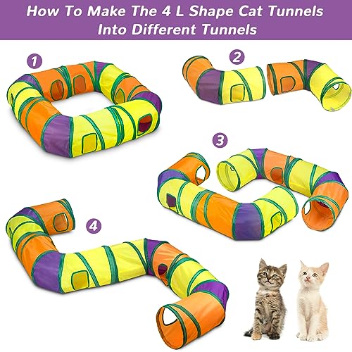 Retro Shaw Interactive Cat Toys for Indoor Cats Kitten,Relieve Bored,25PCS | 4PCS Collapsible Tunnels, Large, Safe and Durable, Kitten Game Hiding Spot Self-Play Chase Exercise - color: Extra large cat tunnel toys set