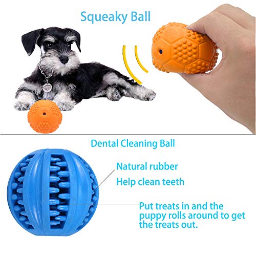 Volacopets Puppy Balls - Pack with Different Functions & Teething Toys for Small Dogs, Squeaky Dog Balls, Rubber Chew Toys for Enrichment - size: Small (4 Pack)