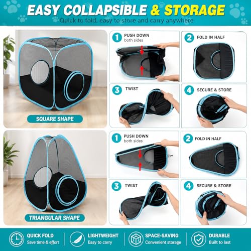 Rabbit Playpen with Tunnel, Bunny Tunnel Tent for Indoor Rabbits | 3-Piece Tent and Tunnel Set, Breathable Mesh, Pop-Open Setup, 50.4 x 9.8 in Tube, Indoor Outdoor Use, Rabbits and Ferrets