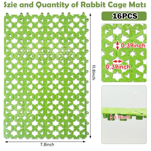 kathson 16PCS Rabbit Mat Plastic Cage Mat Floor Mats Bunny Hole Leak Water Pads for Pet Cats Dogs Hamster Rat Chinchilla Guinea Pig and Other Small Animals - size: 16 PCS