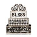 Tiered Tray Decor Set, 4 Pcs, Wooden, for Home Kitchen, Hearts | Checkered Sweet Home, Farmhouse Rustic Summer Coffee Table Centerpieces Office Decorations - style: Heart