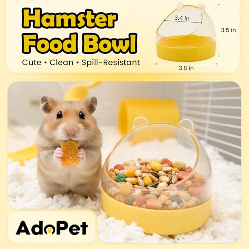 Cute Hamster Food Bowl Brown, Spill Resistant Dome Pet Feeding Dish for Small Animals, Easy Clean Durable Bowl (Yellow) - color: Yellow
