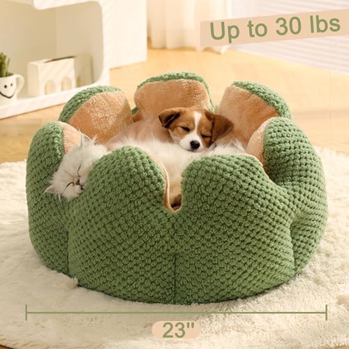 CWV Cute Cat Beds Kitten Beds, Soft Small Dog Beds, Washable Pet Beds for Puppy and Kitty, Cactus Shape, 23 Inch - color: Green
