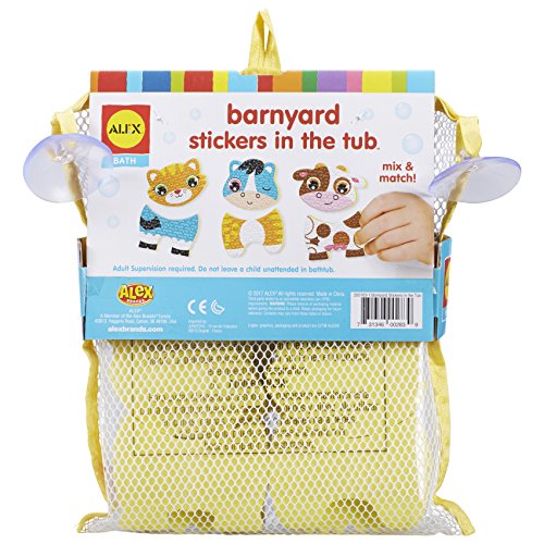 Alex Toys Farm Animal Bath Toys - Barnyard Bathtub Stickers for Toddlers 1-3, 12-Piece Foam Bath Stickers for Kids, Mix and Match Farm Animals, Mesh Bag - style: BARNYARD