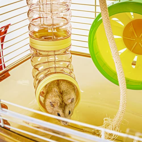 PETZHUBO Hamster Cage Small Animal Cage 3 Layers Transparent Cage Size：10.6"(W) X8.1(L) X18.3 (H) Suitable for Hamsters up to 3.5 inch in Length(Please Note This is Mini cage that for Mini Hamster)
