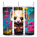 20 oz Insulated Double Wall Stainless Steel Tumbler with Spill Proof Lid and Reusable Straw, Water Bottle Coffee Cup Travel Mug, Pet Lover Mustela Mustelid Ferret (Ferret2) - color: Ferret2